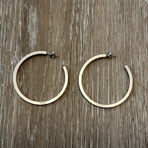 Super Awesome Pierced Earrings 1 5/8" Silver Tone Hoops